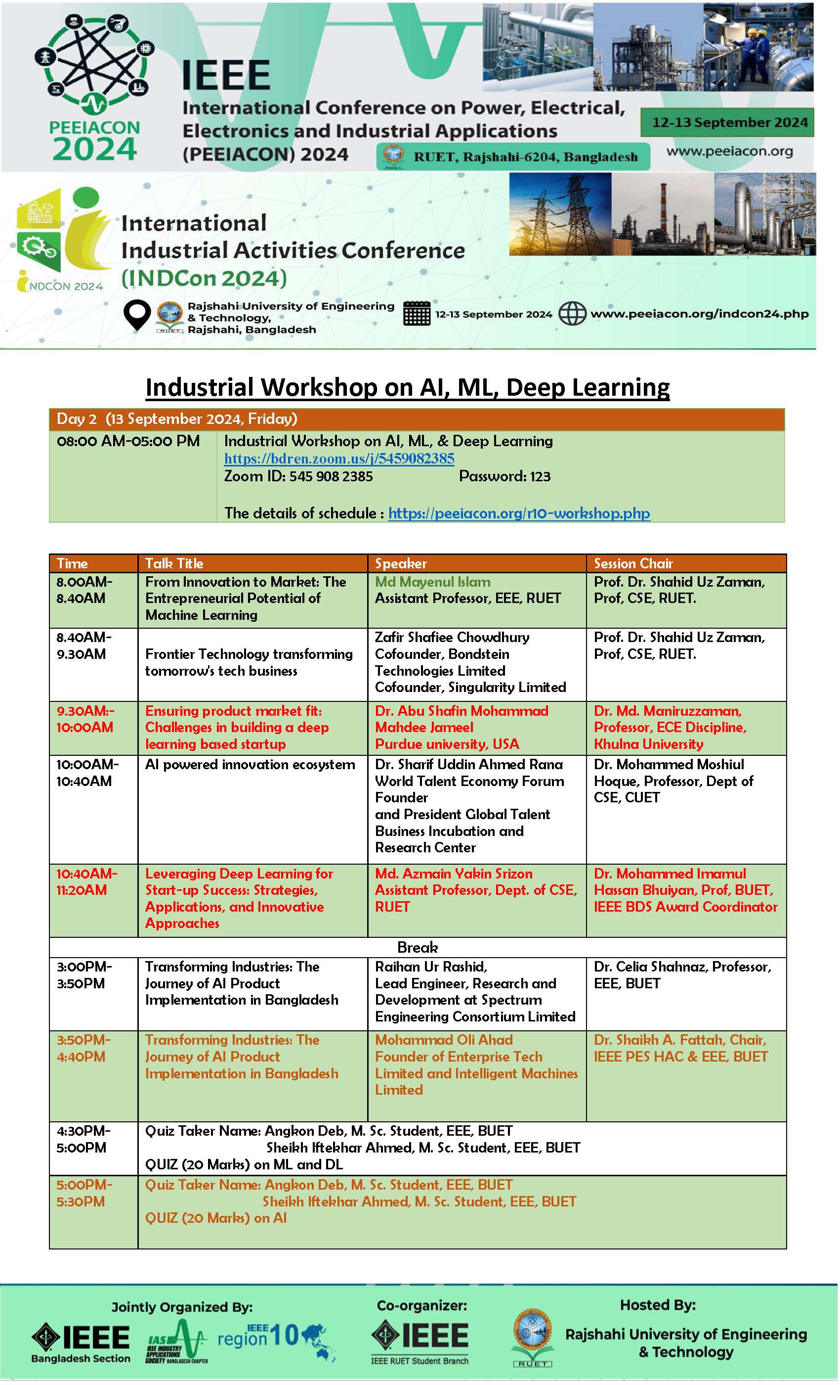 Workshop Schedule